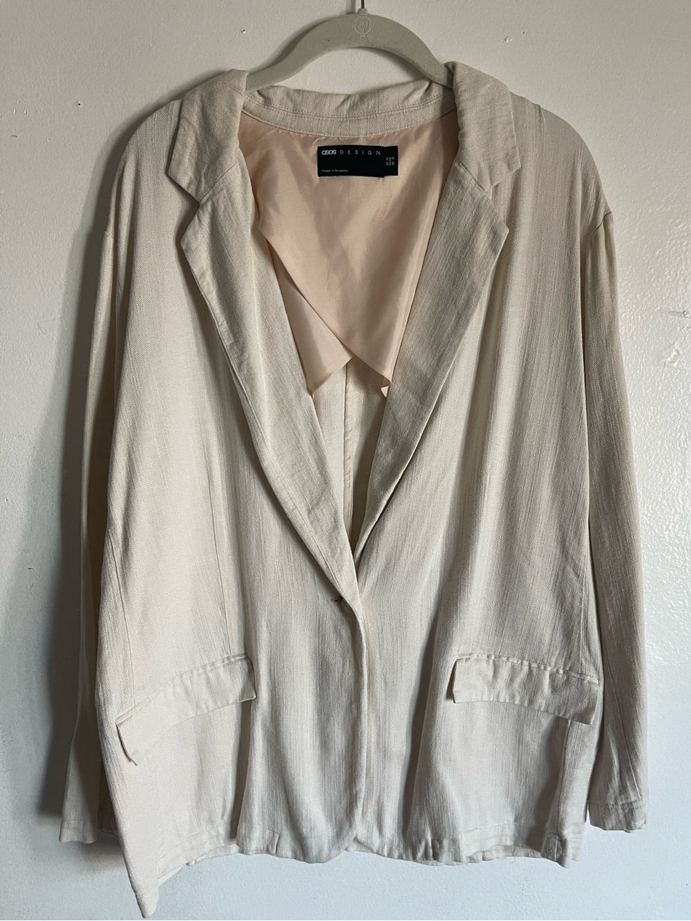 ASOS Design Cream Linen Blend Blazer Sz 10 Office Clean Girl Academia Preppy